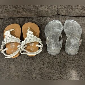 Gymboree Silver and White Kids Sandals Set
